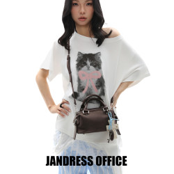 簡著25AW 原創 麂皮棕 moni十字架波士頓斜背小包包 手提包