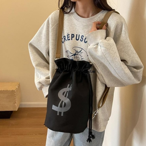 休閒斜後後背包美式帆布包多功能雙肩包兩用束口袋單肩包ins潮後後背包包 休閒斜後後背包美式帆布包多功能雙肩包兩用束口袋單肩包ins潮後後背包包