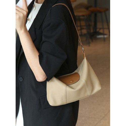 2026秋天新款真皮腋下單肩餃子包兩根肩帶大容量軟牛皮斜背小包女