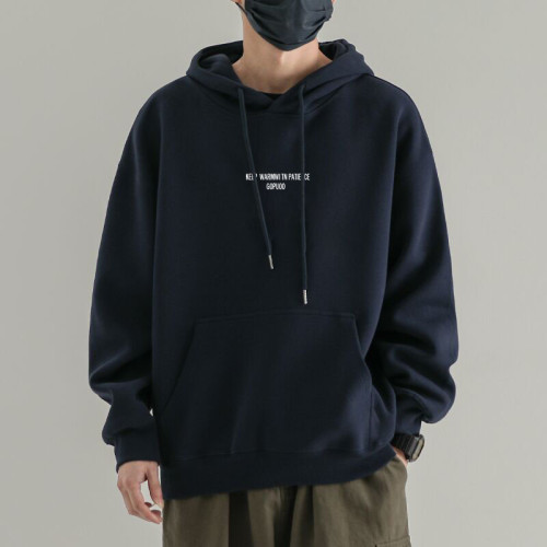 美式純棉連帽衛衣男春秋款ins潮日系寬鬆加絨外套復古銀狐絨上衣