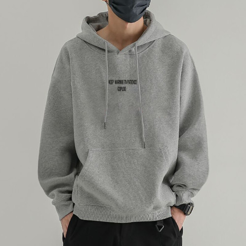 美式純棉連帽衛衣男春秋款ins潮日系寬鬆加絨外套復古銀狐絨上衣