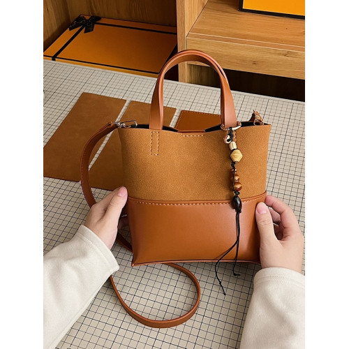 復古水桶包手縫自製diy手工材料包親手作撞色磨砂皮女斜後後背包禮物