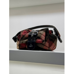 ins復古百搭格紋羊毛呢星球單肩腋下包包鏈條女包手提包2025新款