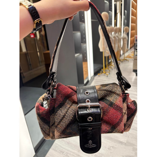 ins復古百搭格紋羊毛呢星球單肩腋下包包鏈條女包手提包2025新款 ins復古百搭格紋羊毛呢星球單肩腋下包包鏈條女包手提包2025新款