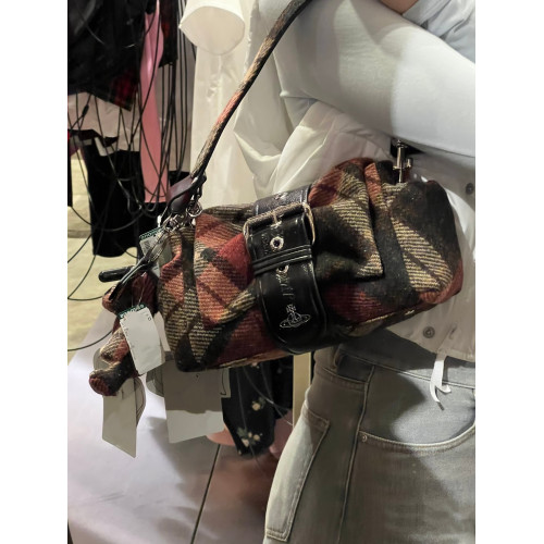 ins復古百搭格紋羊毛呢星球單肩腋下包包鏈條女包手提包2025新款 ins復古百搭格紋羊毛呢星球單肩腋下包包鏈條女包手提包2025新款