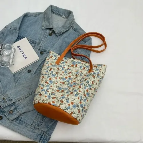 2024新外出手拎包油畫花卉小衆高級感單肩布包女大容量通勤水桶包 2024新外出手拎包油畫花卉小衆高級感單肩布包女大容量通勤水桶包