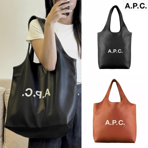 韓國APC女士印花皮質托特包大容量通勤包單肩電腦包手提包