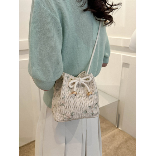 編織包包女2025春夏新款潮時尚網紅沙灘草編包ins百搭斜背水桶包 編織包包女2025春夏新款潮時尚網紅沙灘草編包ins百搭斜背水桶包