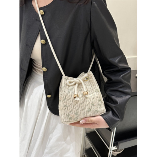 編織包包女2025春夏新款潮時尚網紅沙灘草編包ins百搭斜背水桶包 編織包包女2025春夏新款潮時尚網紅沙灘草編包ins百搭斜背水桶包