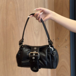 2025新款復古百搭皮帶釦軟糯星球手提單肩腋下包包女日韓個性潮品