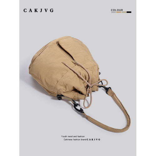 CAKJVG小衆高級感包包多口袋輕便帆布包手提水桶包尼龍單肩斜後後背包