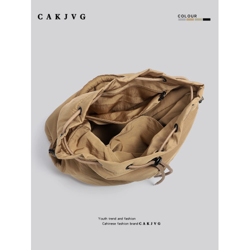 CAKJVG小衆高級感包包多口袋輕便帆布包手提水桶包尼龍單肩斜後後背包