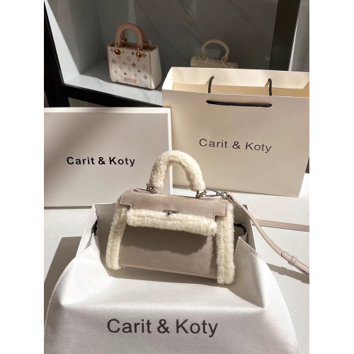 羊羔毛泰迪包丨皮毛一體凱莉包包女2025秋冬新款高級感毛絨手提包