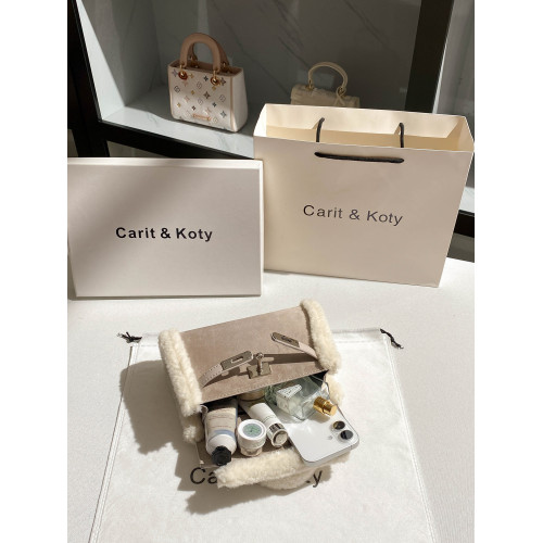 羊羔毛泰迪包丨皮毛一體凱莉包包女2025秋冬新款高級感毛絨手提包