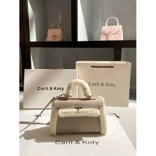 羊羔毛泰迪包丨皮毛一體凱莉包包女2025秋冬新款高級感毛絨手提包