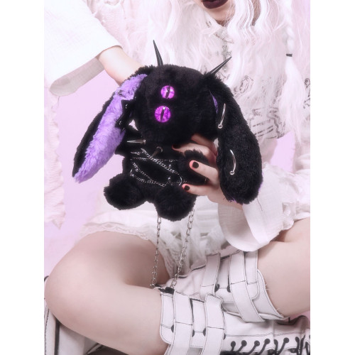 血液供給原創◆萬聖節限定!惡魔兔獨眼玩偶哥特毛絨兔包包斜背