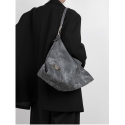 木川卡 原創復古腋下托特包大容量軟皮休閒單肩斜後後背包高級感包包