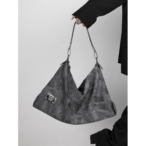 木川卡 原創復古腋下托特包大容量軟皮休閒單肩斜後後背包高級感包包