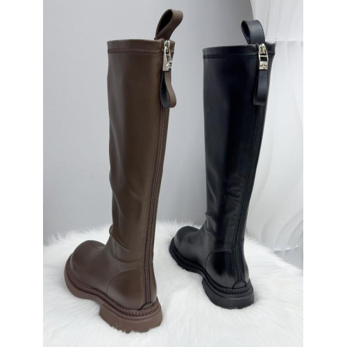 胖妹妹薄底顯瘦長筒騎士靴子女靴2025年加絨雅丹風高筒靴平口長靴