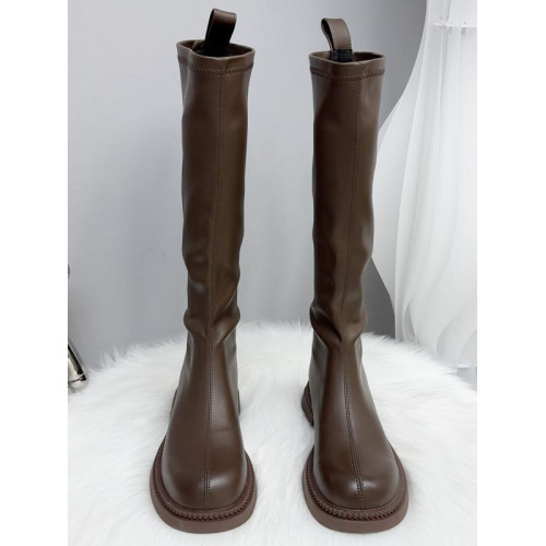 胖妹妹薄底顯瘦長筒騎士靴子女靴2025年加絨雅丹風高筒靴平口長靴