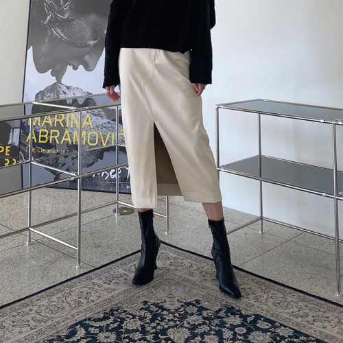 高跟短靴女2025新款冬季加絨小方頭瘦瘦靴真皮韓版顯瘦細跟高跟鞋