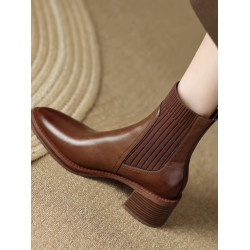 英倫風靴子女2026秋冬新款瘦瘦襪子靴百搭短靴粗跟中跟彈力馬丁靴