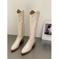 西部牛仔長靴女2026秋季新款尖頭粗跟長筒靴子女後拉鍊高筒騎士靴