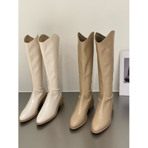 西部牛仔長靴女2026秋季新款尖頭粗跟長筒靴子女後拉鍊高筒騎士靴 西部牛仔長靴女2026秋季新款尖頭粗跟長筒靴子女後拉鍊高筒騎士靴