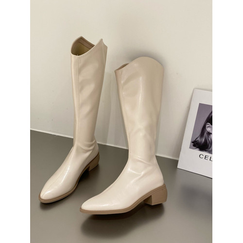 西部牛仔長靴女2026秋季新款尖頭粗跟長筒靴子女後拉鍊高筒騎士靴 西部牛仔長靴女2026秋季新款尖頭粗跟長筒靴子女後拉鍊高筒騎士靴