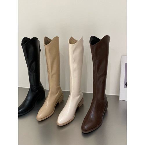 西部牛仔長靴女2026秋季新款尖頭粗跟長筒靴子女後拉鍊高筒騎士靴 西部牛仔長靴女2026秋季新款尖頭粗跟長筒靴子女後拉鍊高筒騎士靴