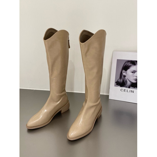 西部牛仔長靴女2026秋季新款尖頭粗跟長筒靴子女後拉鍊高筒騎士靴 西部牛仔長靴女2026秋季新款尖頭粗跟長筒靴子女後拉鍊高筒騎士靴