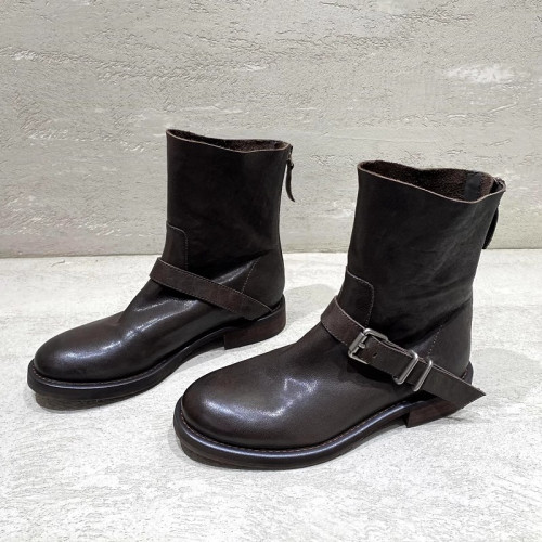 歐洲站2025新款春秋單靴真皮馬丁靴低跟平底短靴女英倫風切爾西靴