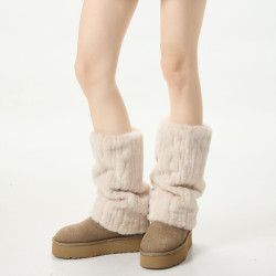 毛毛小腿襪套女款秋冬季加絨加厚保暖堆堆襪潮毛絨配雪地靴中筒襪