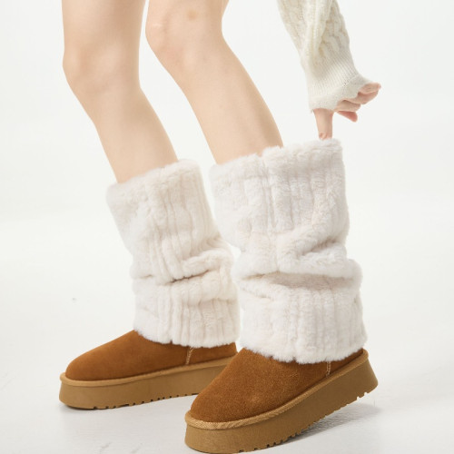 毛毛小腿襪套女款秋冬季加絨加厚保暖堆堆襪潮毛絨配雪地靴中筒襪