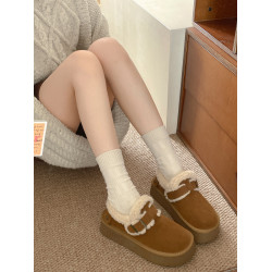 南在南方保暖厚底棉鞋女款2026新款冬季加絨加厚毛毛勃肯雪地靴子