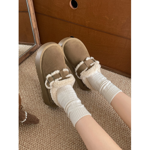 南在南方保暖厚底棉鞋女款2026新款冬季加絨加厚毛毛勃肯雪地靴子