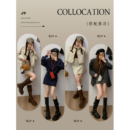 長筒靴女2026新款春季靴子胖mm粗腿高筒靴加絨騎士靴小個子馬丁靴