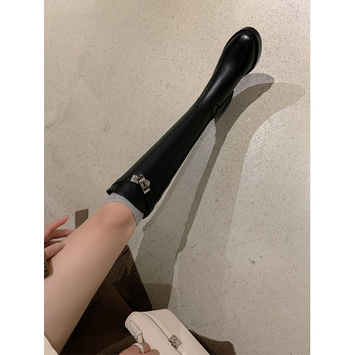 2025新款秋冬騎士靴女高筒中跟真皮靴子女長筒靴小個子粗跟長靴女