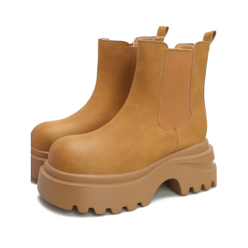 胖腳加寬加肥大碼女鞋時尚厚底增高英倫風百搭休閒牛皮菸琯靴