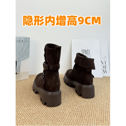 真皮款內增高小個子美拉德馬丁靴女兩穿繙折西部牛仔靴廢土風靴子