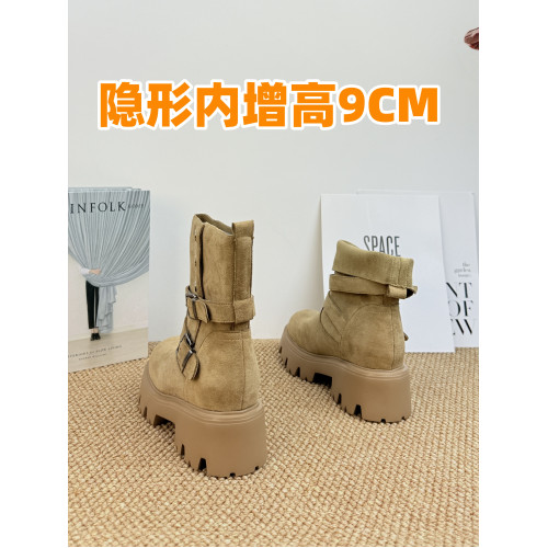 真皮款內增高小個子美拉德馬丁靴女兩穿繙折西部牛仔靴廢土風靴子