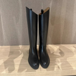 原單L靴子2023新款真皮不規則斜口厚底騎士靴女圓頭過膝長靴