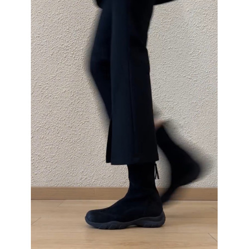 羊皮款~真皮厚底復古運動短靴女秋冬新款英倫風彈力瘦瘦靴馬丁靴