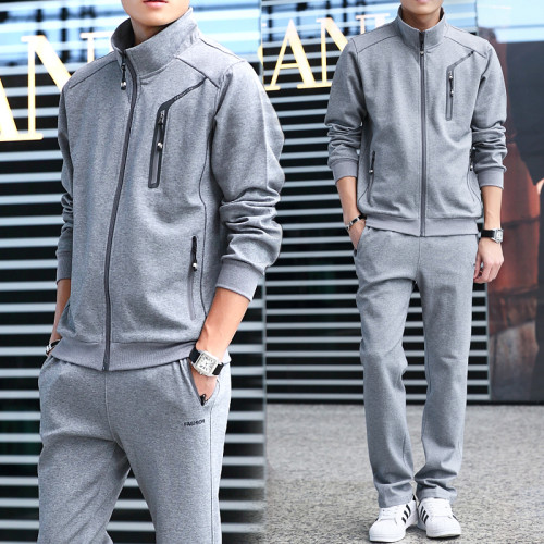 男士春秋冬季帥氣衛衣休閒套裝青年中年爸爸純棉潮流運動服三件套