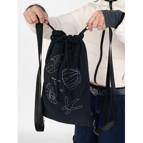 innomoood 海島日記刺綉絎棉雙肩單肩多用包抽繩抗震電腦包ipad