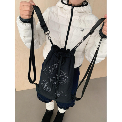 innomoood 海島日記刺綉絎棉雙肩單肩多用包抽繩抗震電腦包ipad