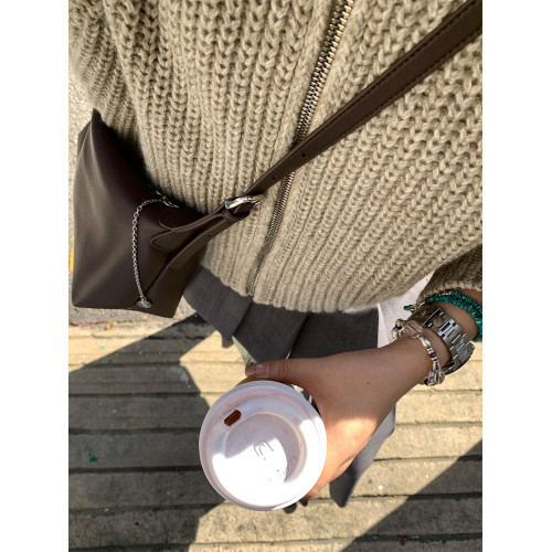 四喜手工·【Hello四喜】小牛皮經典hobo包單肩通勤斜後後背包女式H58