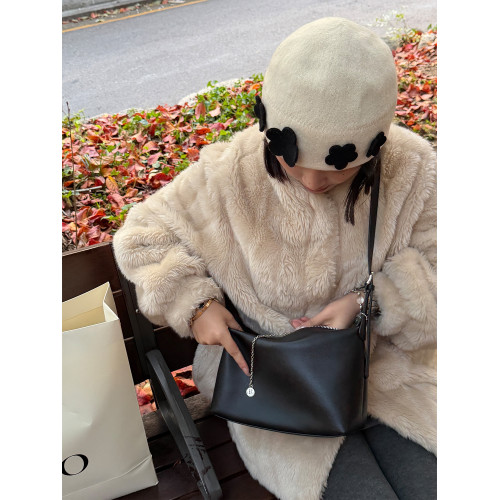 四喜手工·【Hello四喜】小牛皮經典hobo包單肩通勤斜後後背包女式H58