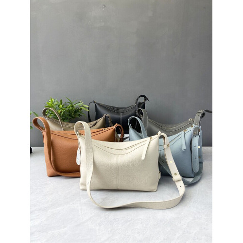 頭層牛皮韓版大容量高級質感餃子包單肩斜後後背包法式腋下包通勤女包