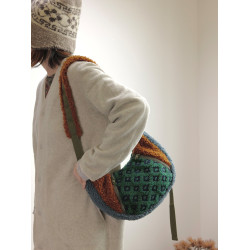 housedesign原創2025冬季撞色拼接毛絨月牙包小衆個性單肩斜後後背包